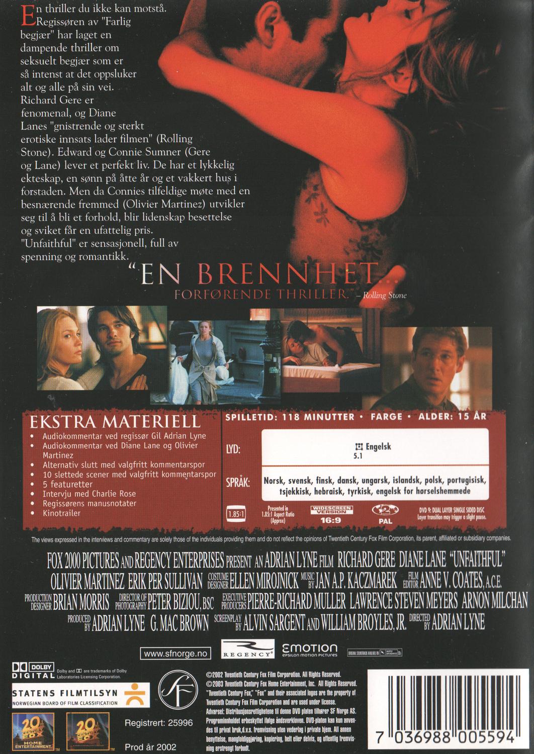 Unfaithful (2002) DVD