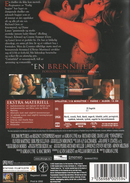 Unfaithful (2002) DVD