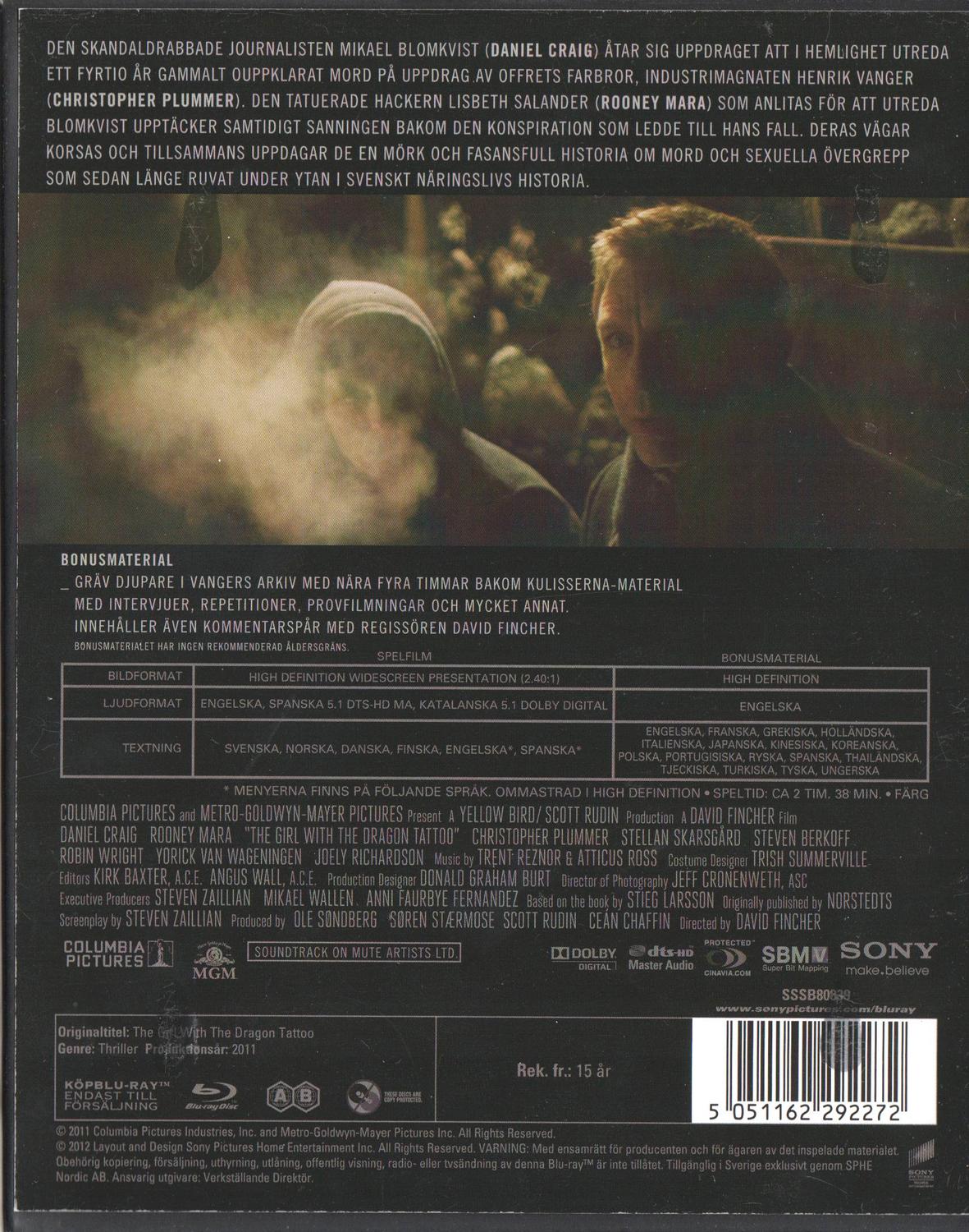 The Girl With the Dragon Tattoo (2011) Blu-ray