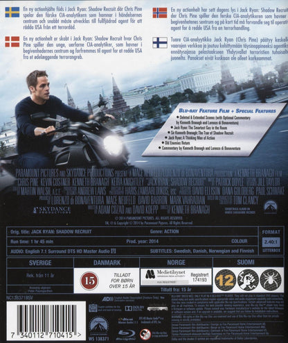 Jack Ryan Shadow Recruit (2014) Blu-ray