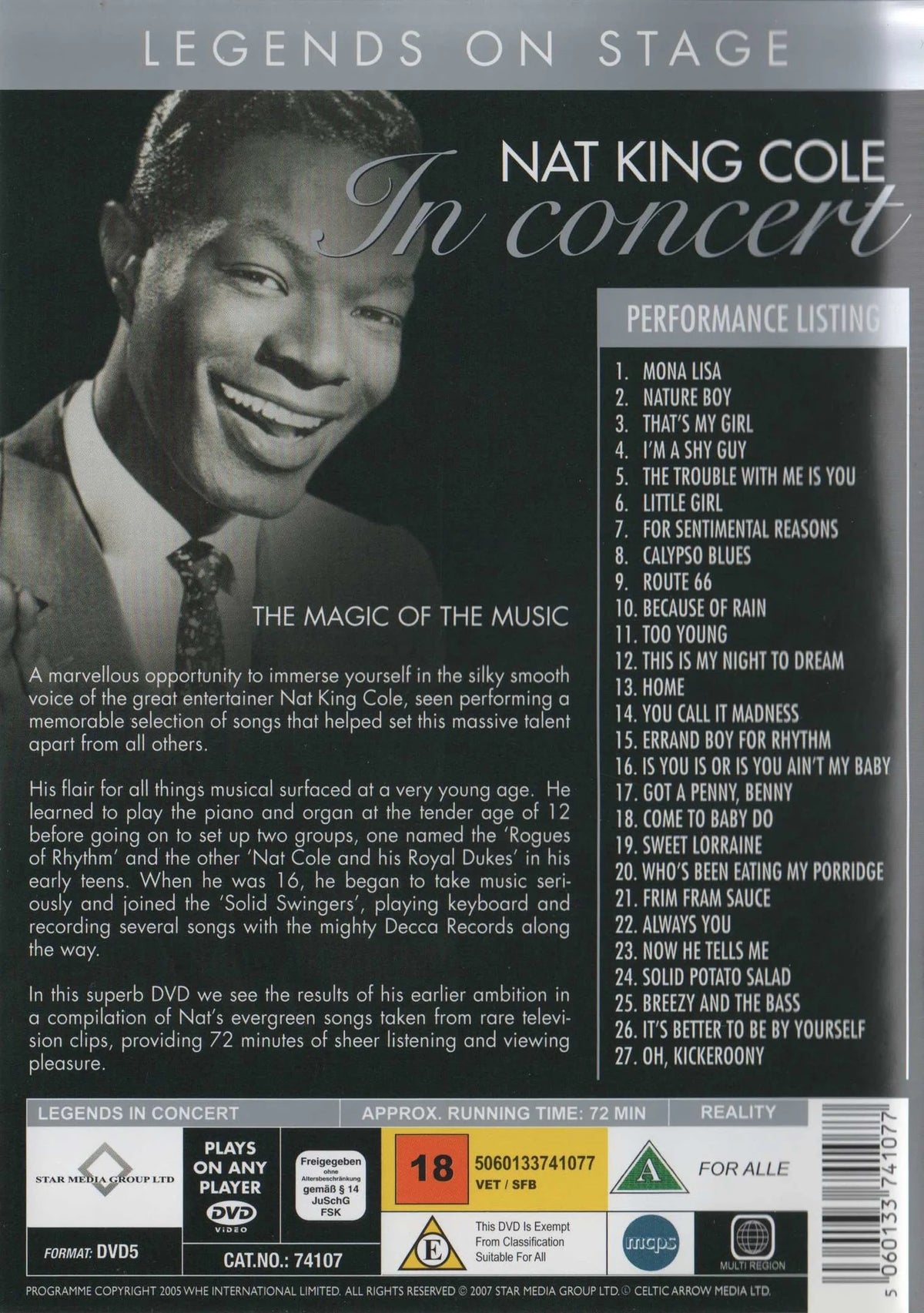 Legends on Stage Nat King Cole in Concert (2007) DVD