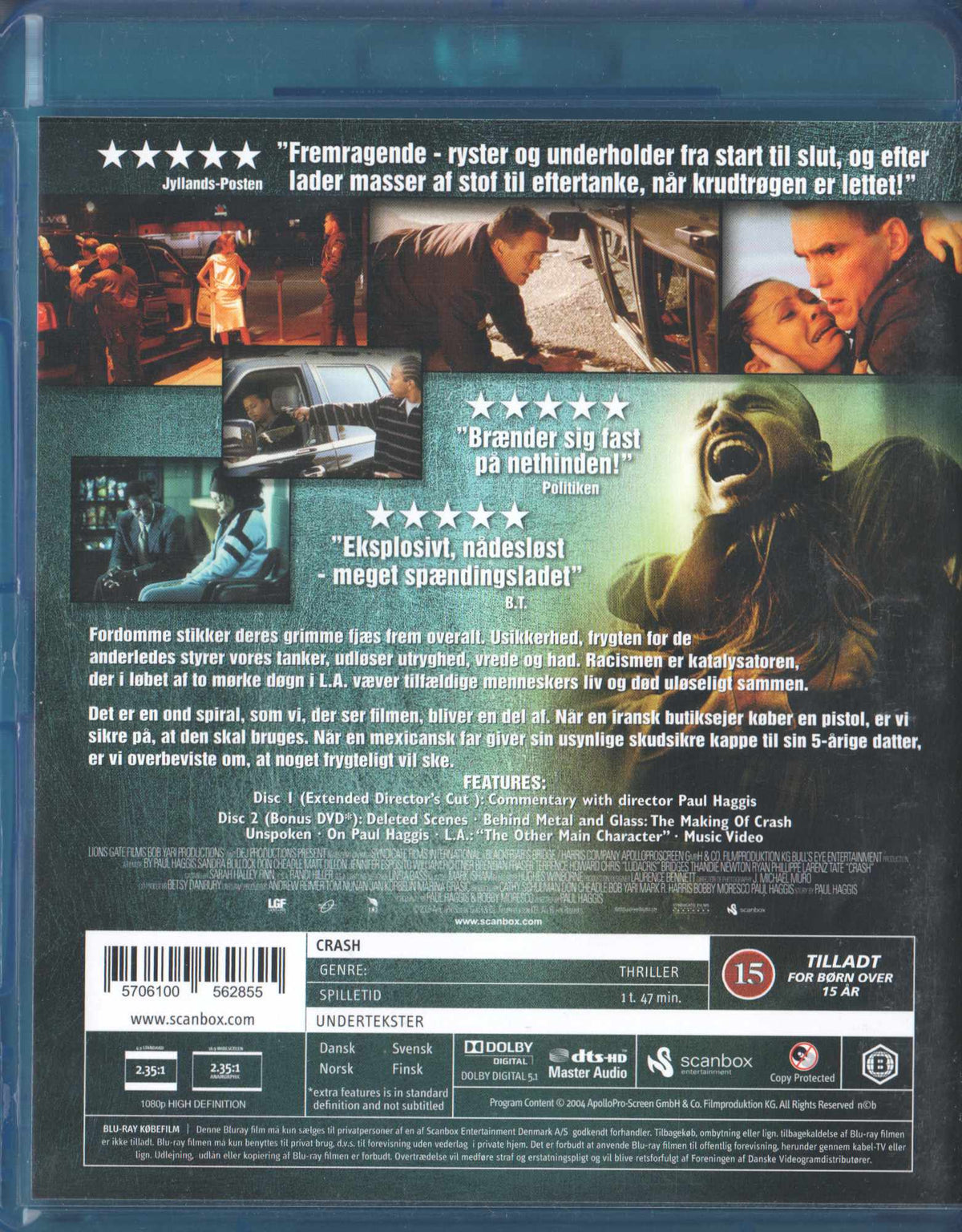 Crash (2005) Blu-ray, Director's Cut, Danish Edition