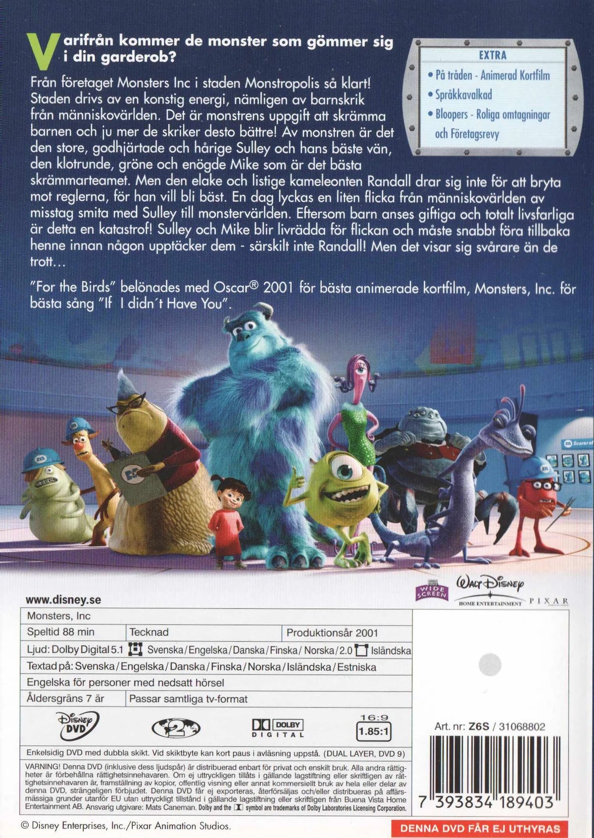 Monsters Inc. (2001) DVD