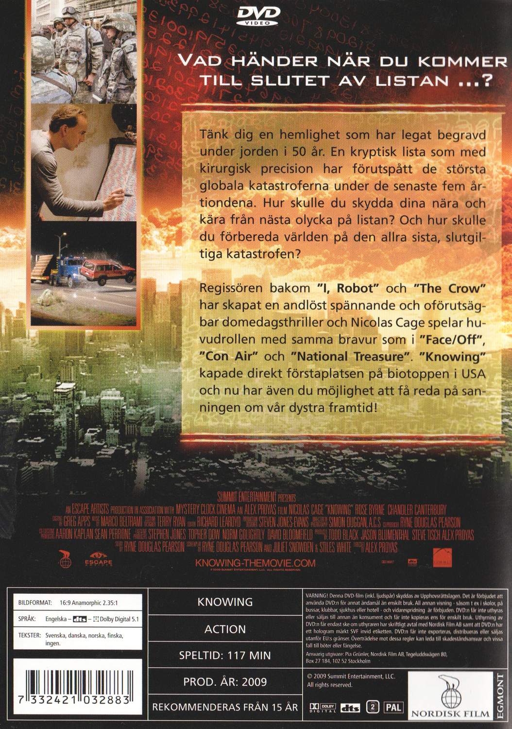Knowing (2009) DVD
