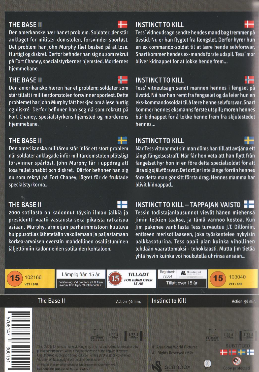 The Base 2 & Instinct to Kill DVD