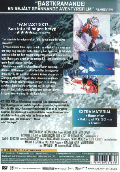 K2 The Ultimate High (1992) DVD, Collector's Edition