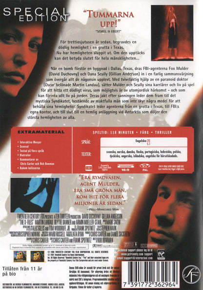 The X-Files Fight the Future (1998) DVD, Special Edition