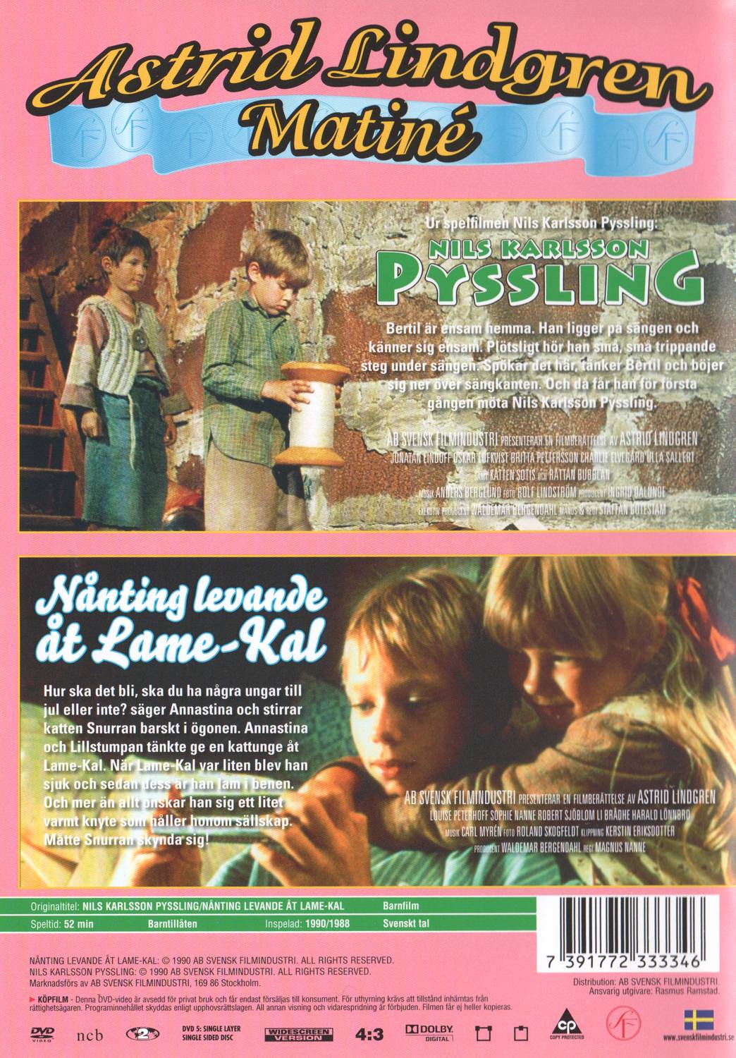 Nils Karlsson Pyssling & Nånting Levande Åt Lame-Kal DVD, Astrid Lindgren Matiné