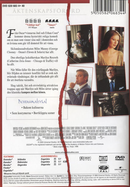 Intolerable Cruelty (2003) DVD