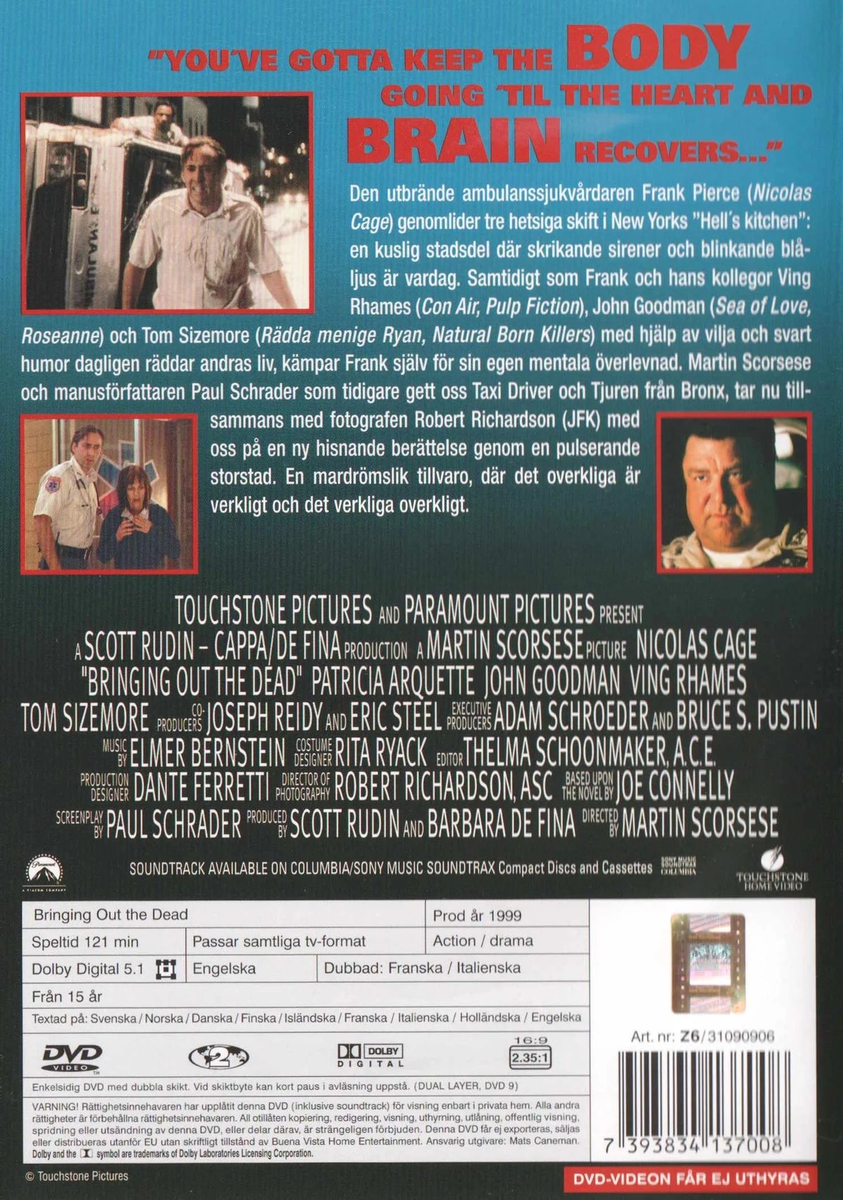 Bringing Out the Dead (1999) DVD