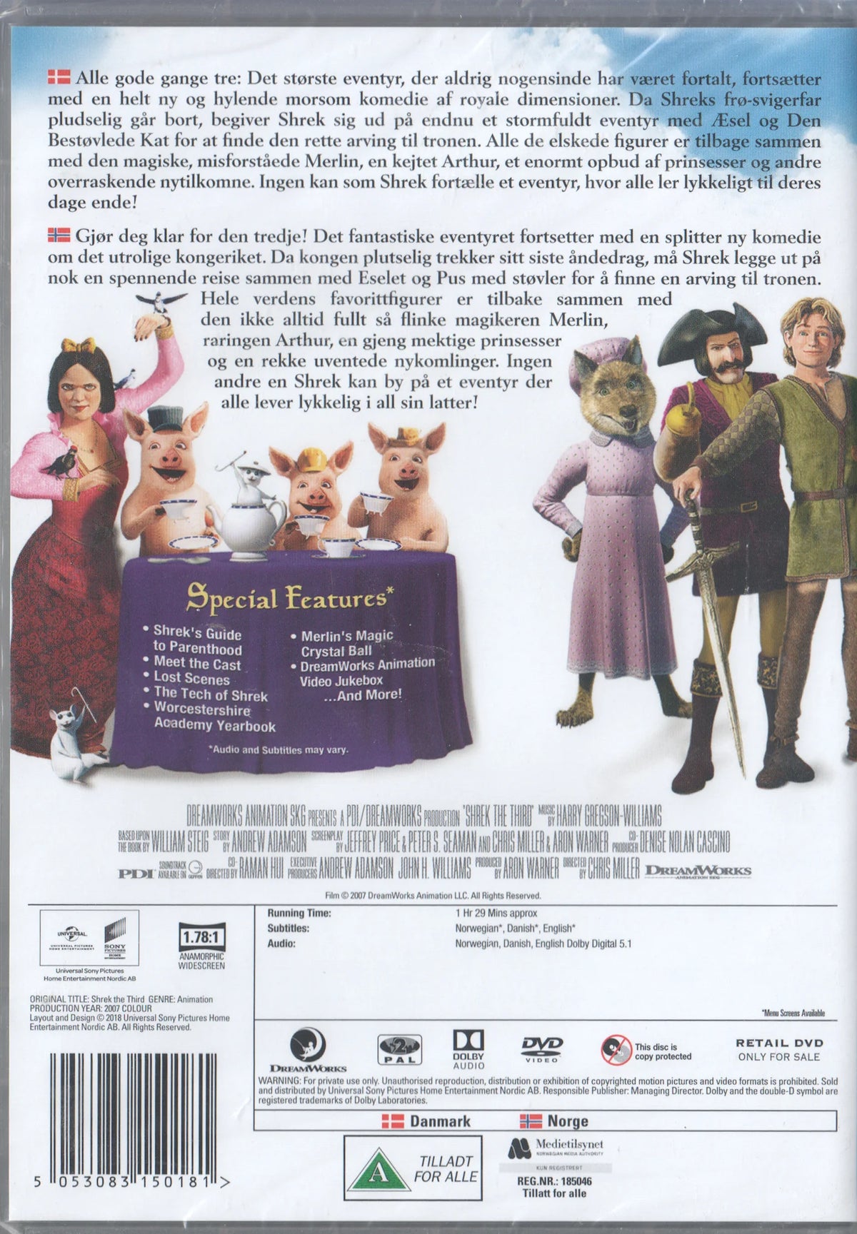 Shrek The Third (2007) DVD, Danish & Norwegian Edition