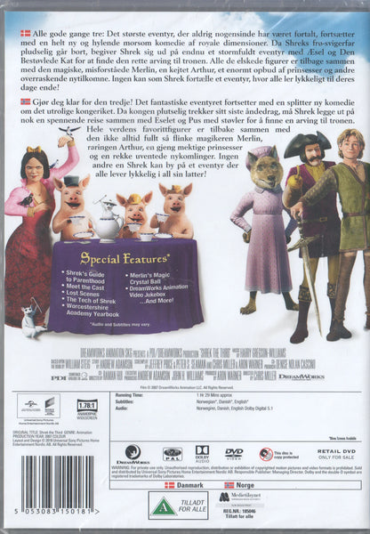 Shrek The Third (2007) DVD, Danish & Norwegian Edition