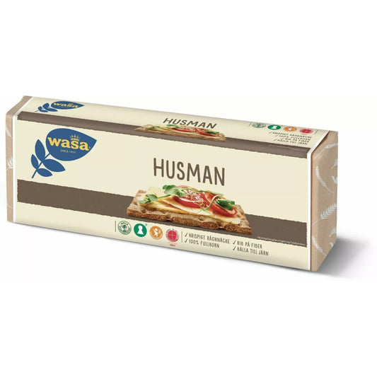 Wasa Husman Swedish Hard Rye Bread Crispbread 520 Gram 100% Wholegrain