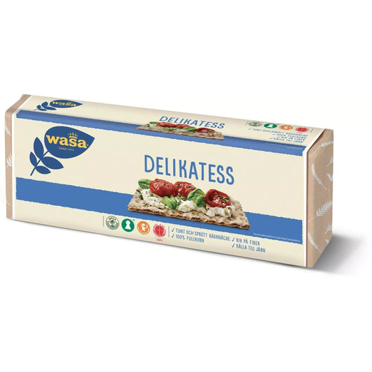 Wasa Delikatess Swedish Hard Rye Bread Crispbread 540 Gram 100% Wholegrain