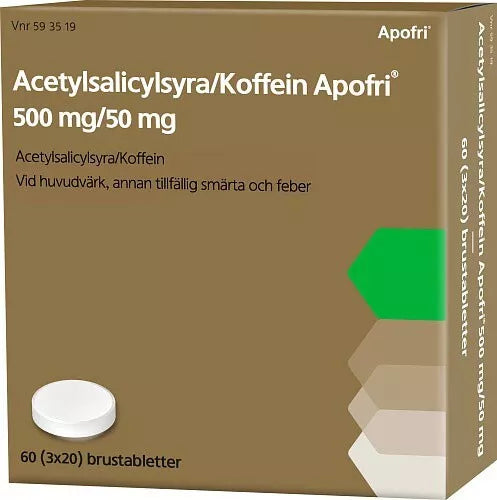 Apofri 500 mg/50 mg Acetylsalicylic Acid and Caffeine 60 Effervescent Tablets