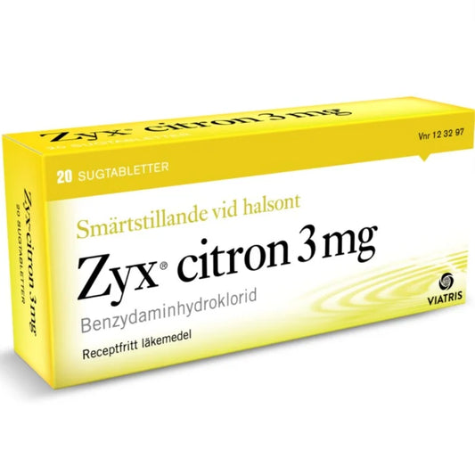 Zyx Citron Sugtabletter 20 Lozenges 3 mg Citrus Pain Relief for Sore Throat