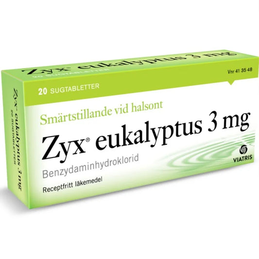 Zyx Eukalyptus Sugtabletter 20 Lozenges 3 mg Eucalyptus Pain Relief for Sore Throat